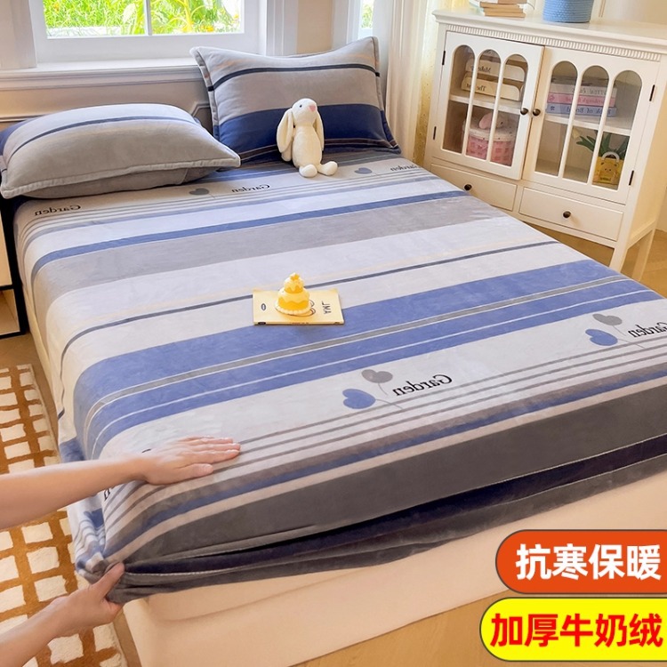 Niños caricaturas leche cama de terciopelo de invierno una sola pieza de terciopelo de colchón grueso cubierta de cama de terciopelo de coral cubierta de niño