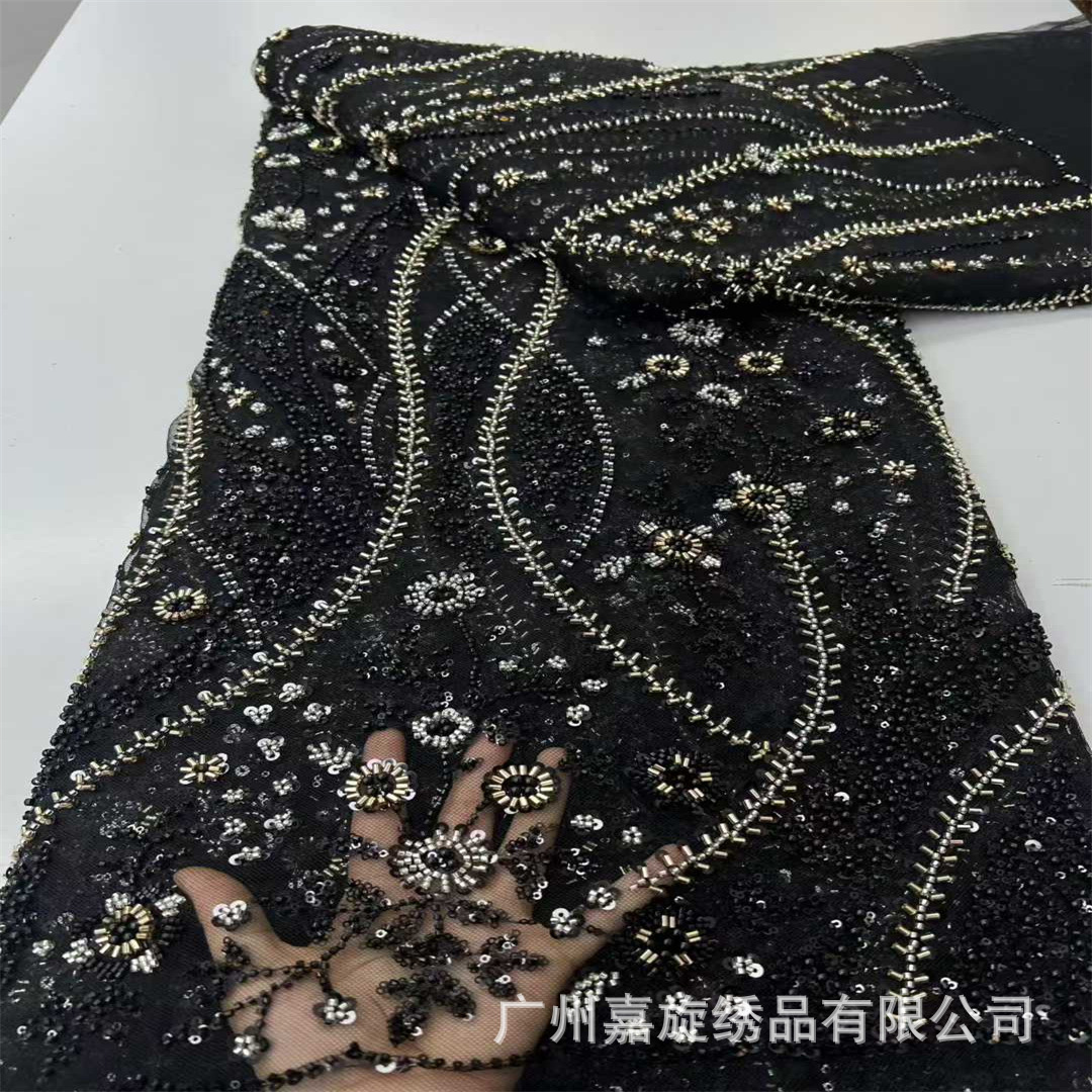 Europa, América y África nuevos tubos de perlas sequin bordado vestido de boda tela de encaje vestido de boda africano encaje
