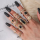 New jewelry personality black gem elephant Lotus Crown Cross 11-piece set ring