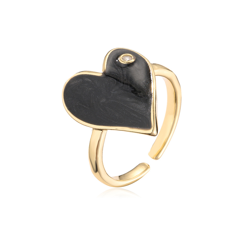 Women's Gender Wholesale Jewelry Cute Heart Shape Copper Open Rings