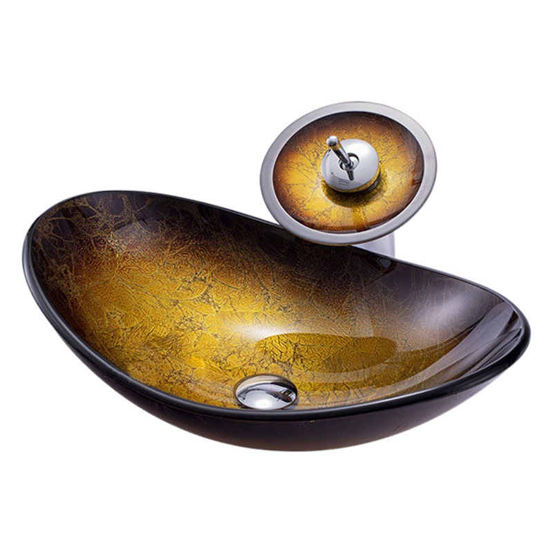 Lavabo de baño de vidrio templado Bowiea, lavabo de baño artístico de estilo nórdico para encimera