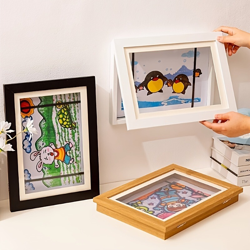 Cross-Border Framed Picture Frames Kidsartframe Magnetic Photo Frames Children's Oil Painting Flip-Top Photo Frames Storage Wholesale in Stock