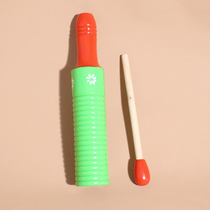 Pescado de madera creativo con hilo educación temprana juguetes educativos de madera solo tubo de sonido niños bebé golpeando instrumento de percusión