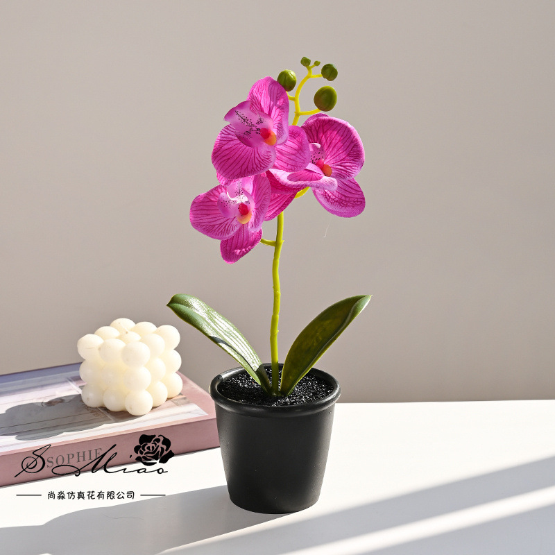 Flores falsas orquídeas mariposa impresión de serigrafía pequeña flor de bonsai decoración del hogar fotografía flores verdes artificiales adornos de boda image 13