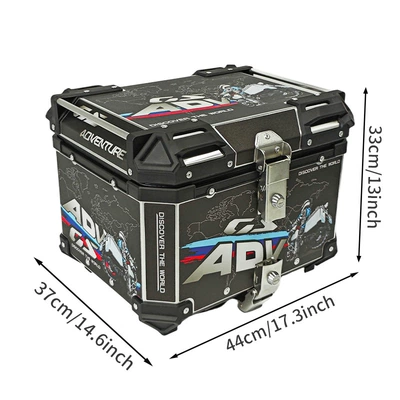 Cross-Border Black Decal Motorcycle Aluminum Alloy Tail Box 45-Liter Waterproof Thickened Aluminum Alloy Rear Tail Box with Lock Quick Release (Motorcycle trunk) - 45l-ringworld-black