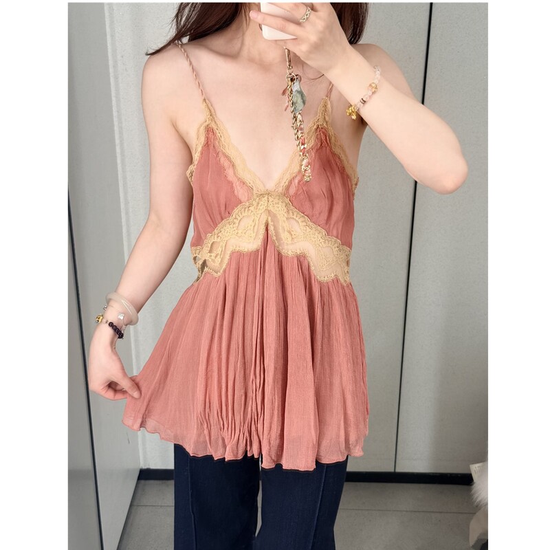 Foreign Trade Women's Clothing 2026 New Product Zr European and American Style Loose Lace Lingerie-Style Camisole Top 5107046 Foreign Trade Women's Clothing 2026 New Product Zr European and American Style Loose Lace Lingerie-Style Camisole Top 5107046