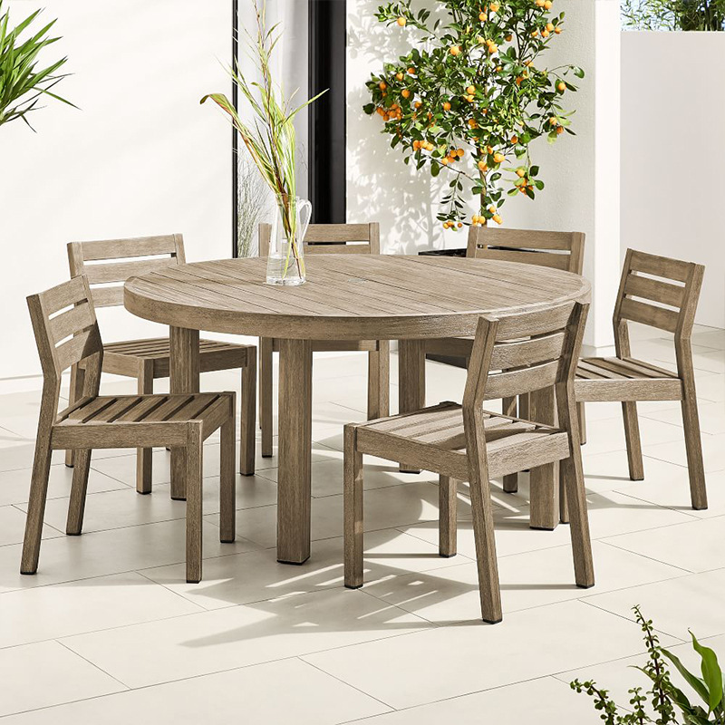 Conjunto de mesa y sillas de teca para exteriores, para patio, terraza de villa, jardín, resistente al agua y a los rayos UV, conjunto de banco de madera maciza.