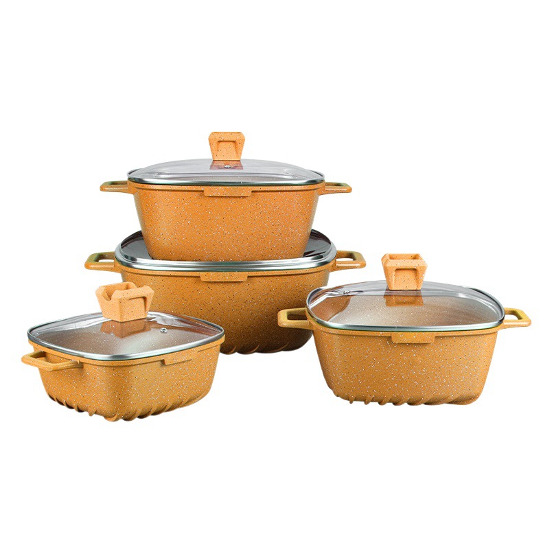 Shuaidebao Comercio exterior olla cuadrada de ahorro de energía transfronteriza olla de aluminio traje olla de sopa de 10 piezas olla de cocina doméstica al por mayor