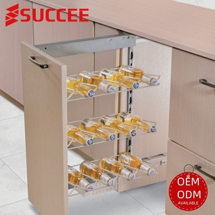Kitchen Side Pull Basket, Drawer-Type Soy Sauce Storage Rack, Movable Hanging Wine Storage Basket, Two-Layer/Three-Layer Side Pull