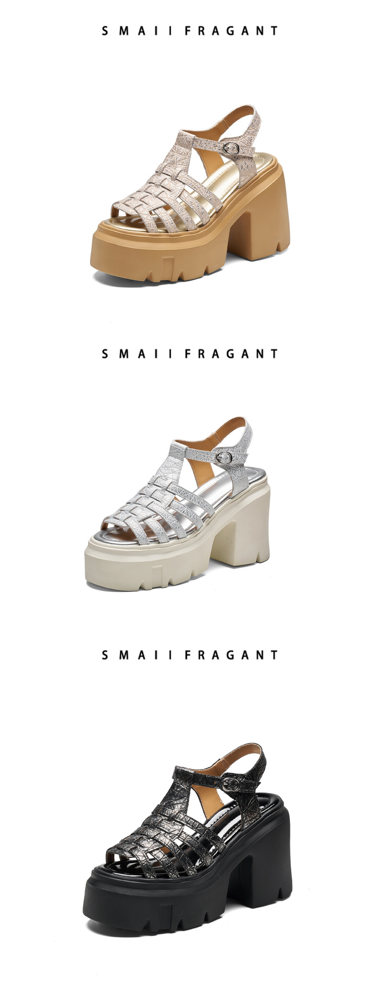 Sandal cao gót nữ hở mũi đế xuồng da bò gót 12 cm — màu đen chi tiết 7