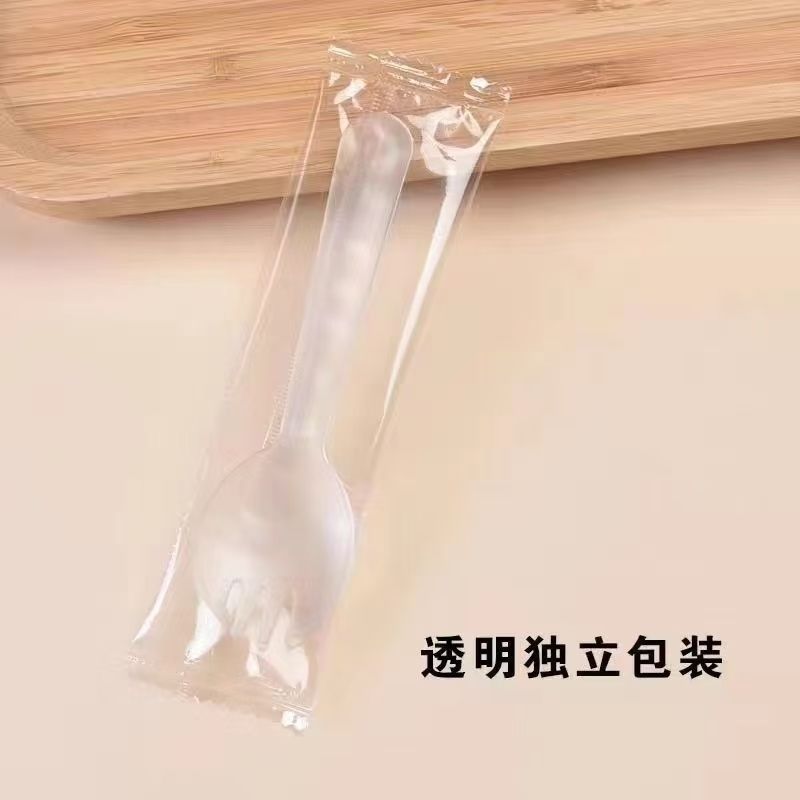 Transparent fork and spoon (thickened and individually packaged)