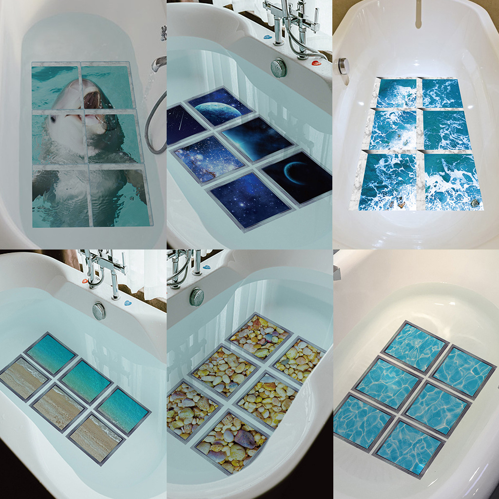 创意浴室浴缸底PVC磨砂贴纸 JS-N系列卫生间浴缸氛围装饰墙贴