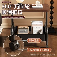 可移动家用茶几小推车边几客厅沙发卧室收纳带滚轮置物架小桌子