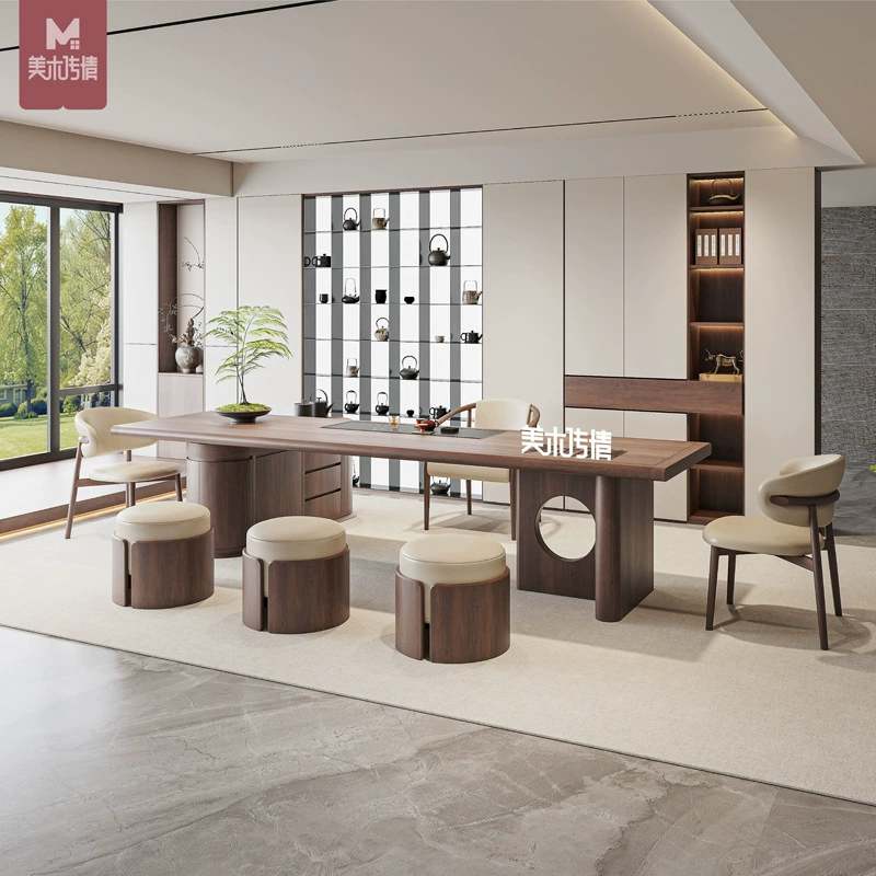 Новый чайный столик из цельного дерева в китайском стиле, черный орех, современный простой домашний чайный столик для гостиной, офисный чайный столик и стул, комбинация