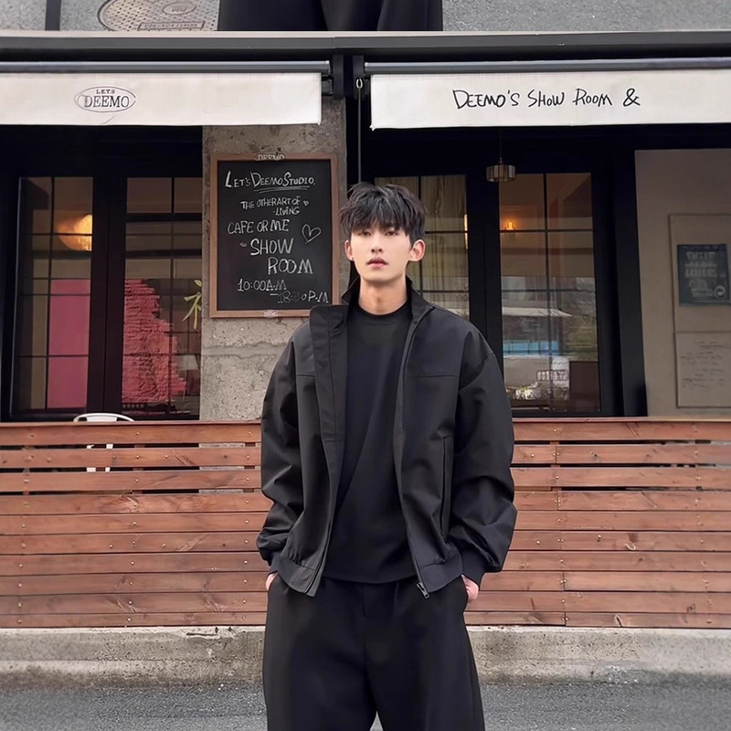 2025 Spring and Autumn Niche Three-Proof Stand Collar Coach Jacket Men's American Retro Loose Casual Flight Suit Versatile Jacket