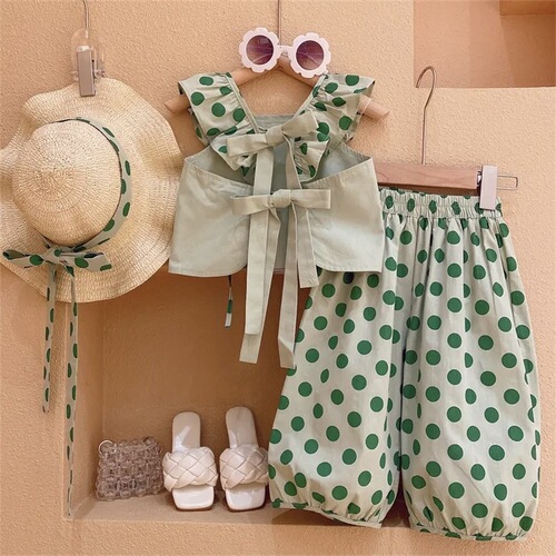 Girls' Summer Sleeveless Set 2024 New Arrival Children's Fashion Han Style Baby Clothes Two-Piece Set