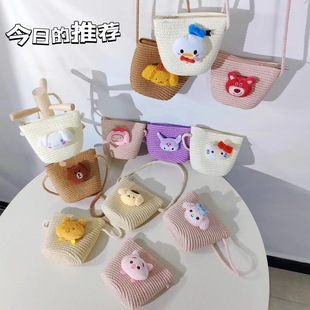 Spring and summer fashion straw bag cute cartoon straw bag large collection children's small bag wholesale running student messenger bag