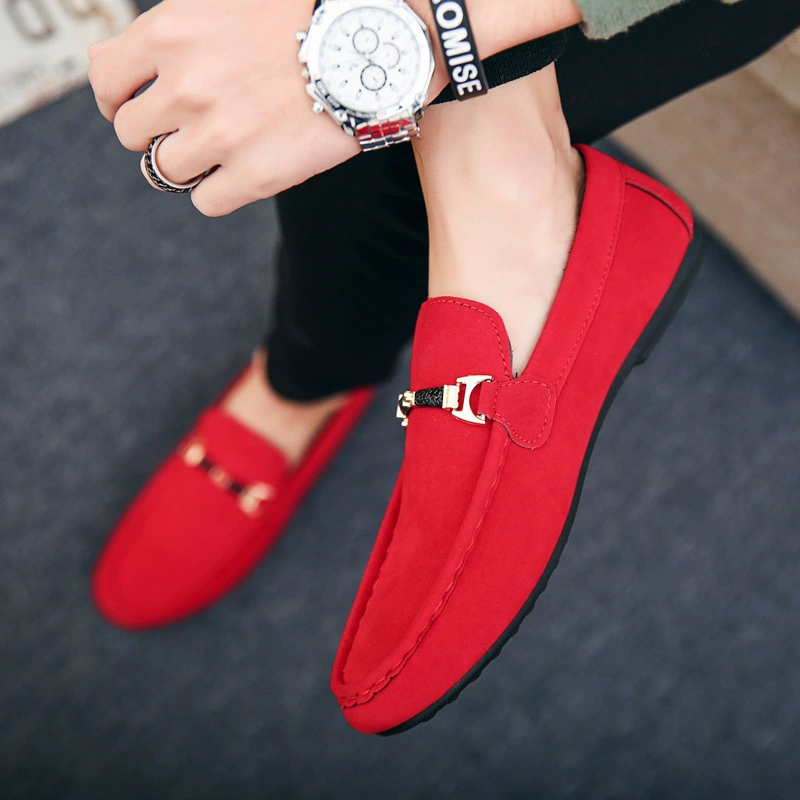 Men's driving shoes loafers, casual slip‑on, sizes 39–44, colors red/blue/black