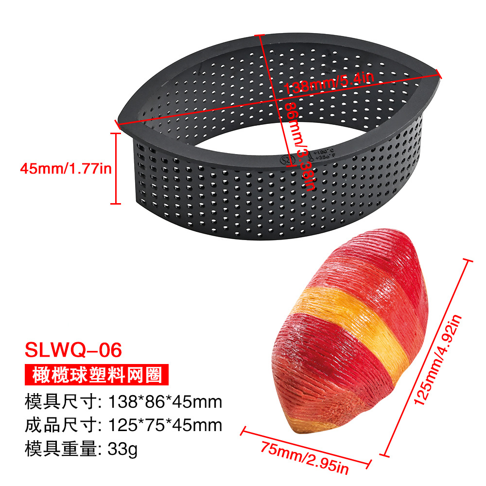 Anillo de torre redonda Anillo de tarta de plástico negro Corte redondo morir con agujero mousse anillo de malla anillo de pastel de acrílico prensa barra de queso