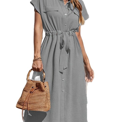 Europe and America cross-border 2025 summer Amazon new hot selling casual fashionable comfortable lace waist shirt dress