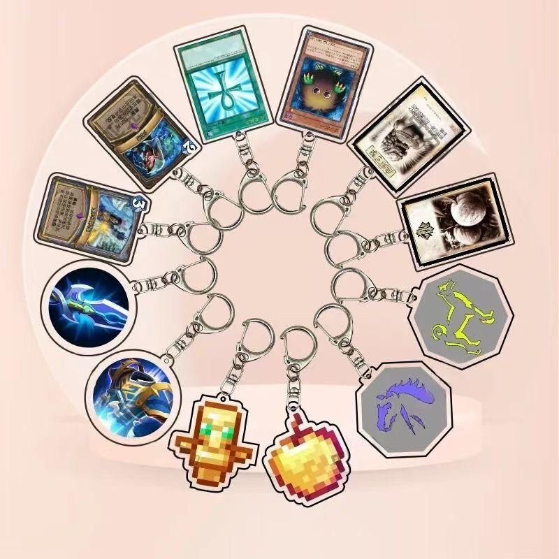 Yu-Gi-Oh Key Chain Pendant King Glory Surrounding Golden Apple Undead Totem Famous Swords Acrylic Gift Ins