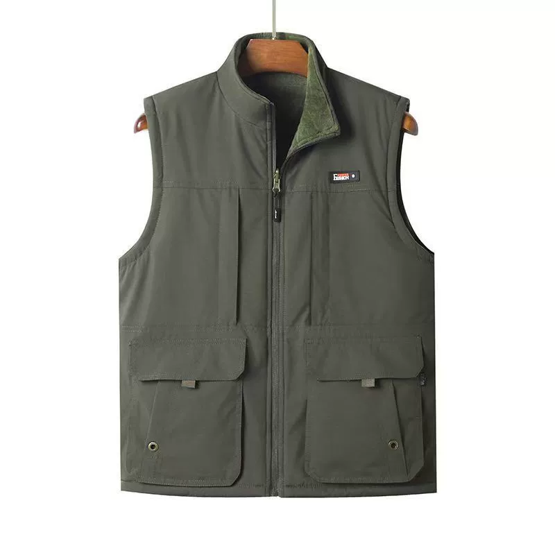 Зимняя одежда с флисом теплая хлопчатобумажная жилета мужской платок плюс размер досуг папа карман жилет куртка мульти-карманный конь