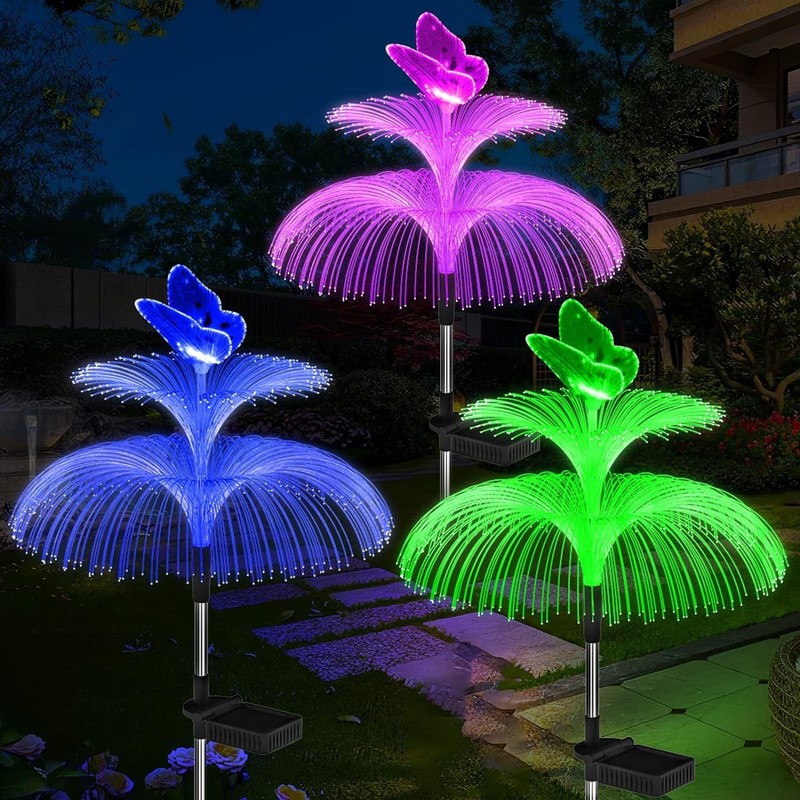 LED ソーラー光ファイバージェリーフィッシュランプカラフルなグラデーション装飾ランプ屋外防水ランプ中庭景観ランプ|undefined