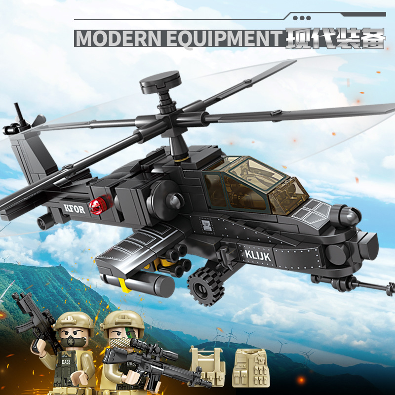 现代化中国军事直升机兼容乐高拼装积木儿童玩具礼品礼物批发