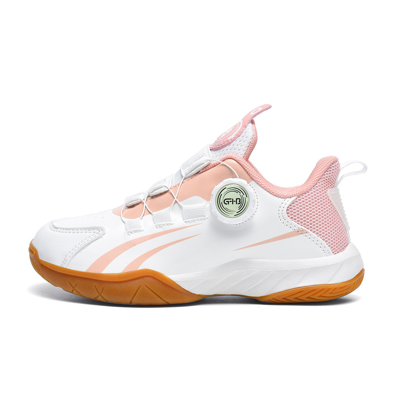 Zapatos de bádminton de botón giratorio para niños y niñas, zapatos de entrenamiento de competencia profesional, zapatos de tenis de mesa ligeros y resistentes al desgaste