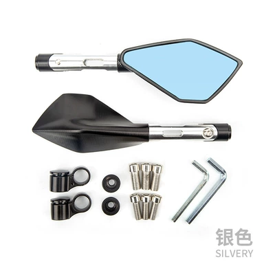 mirror accessories hot sale, Motorcycle rearview mirror - cnc-modified-pentagonal-mirror-short-rod-silver
