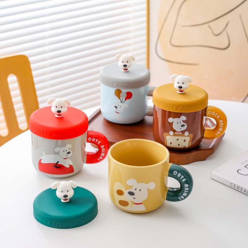 Tazas de agua de cerámica de dibujos animados creativos tazas de agua con tazas de café lindas tazas de regalo de cumpleaños para niños