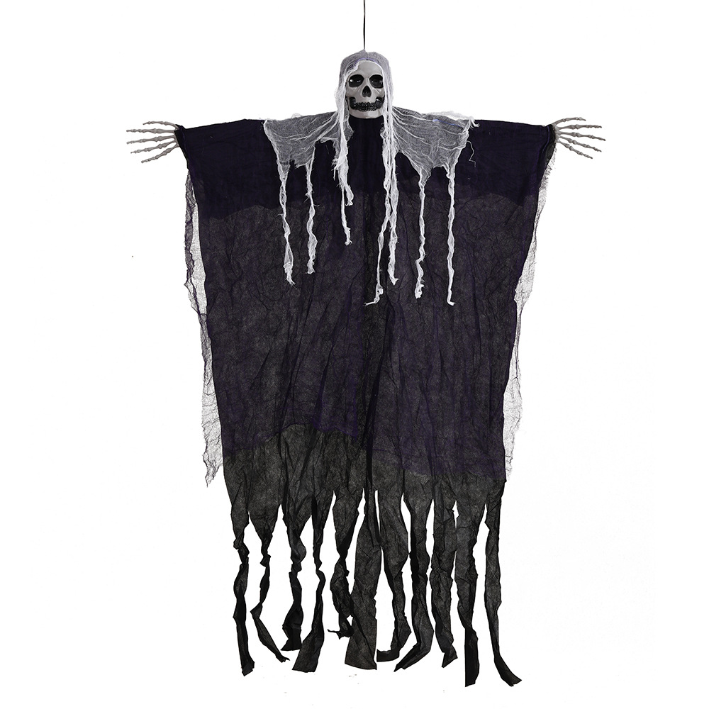 Decoración de Halloween colgando grandes accesorios de diseño fantasmas colgando esqueletos de control de sonido luminoso colgando fantasmas habitaciones secretas suministros de casa embrujada