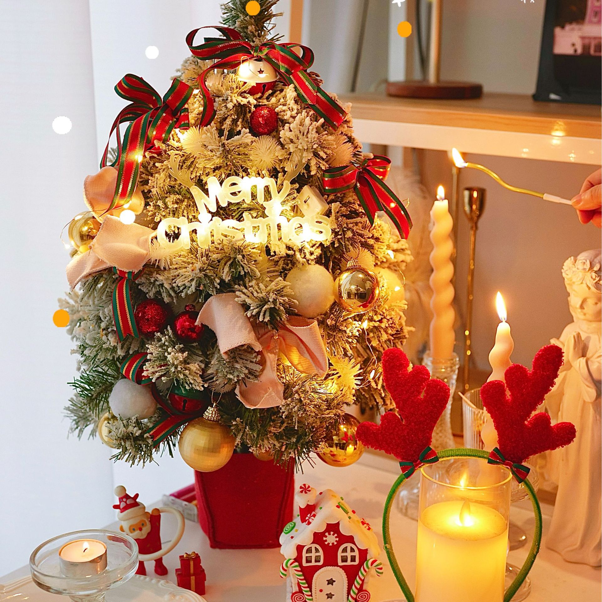 2024 Decoración de pastel de Navidad Decoración luminosa Merry Christssa árbol de Navidad inserto de cinta