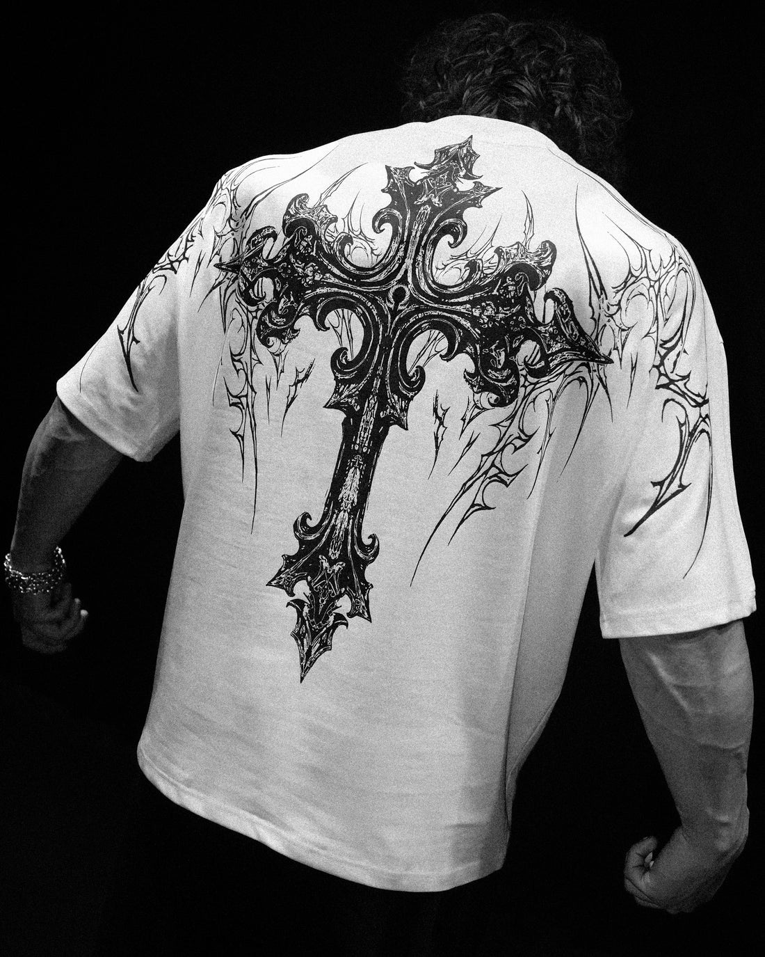 Breathedivinity Men's Oversized T-Shirt Dark Style American Trendy Brand Sports Casual Cotton Printed Short Sleeve 008_viptrois.com