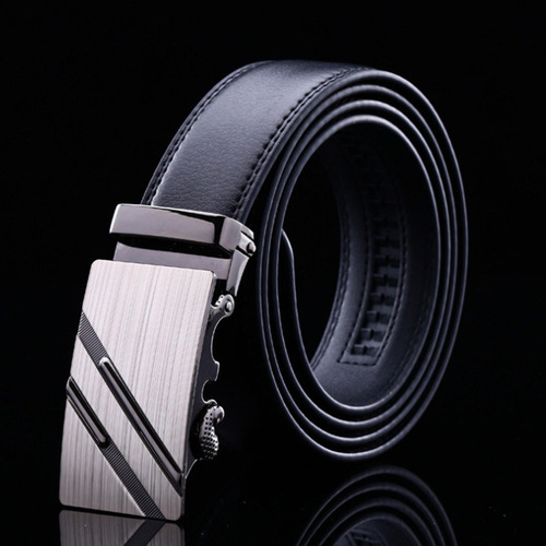 New belt men's wholesale business automatic buckle belt solid color cross head trouser belt casual men's belt