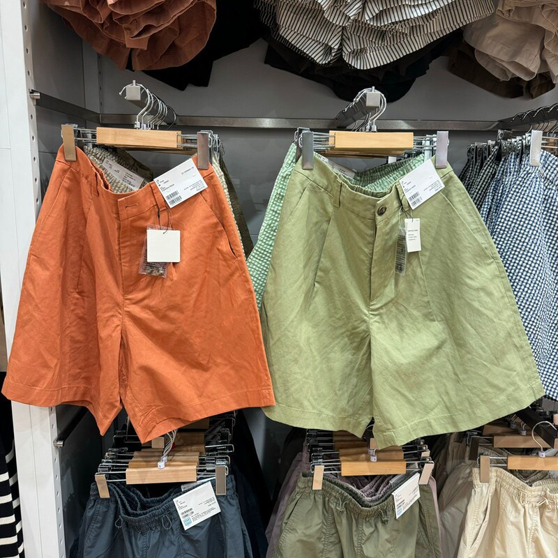 Cotton and Linen Women's Designer Linen Blended Pleated Shorts and Trousers New Casual Pure Color High Waist Shorts 470436