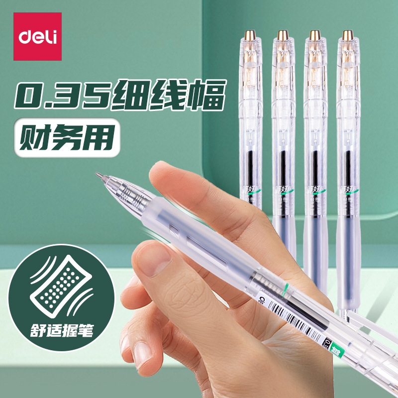 Finanzas de Déli con 0.35 lápiz neutral delgada secado rápido tubo de aguja completo 0.38 negro con 0.28 ancho de línea delgada