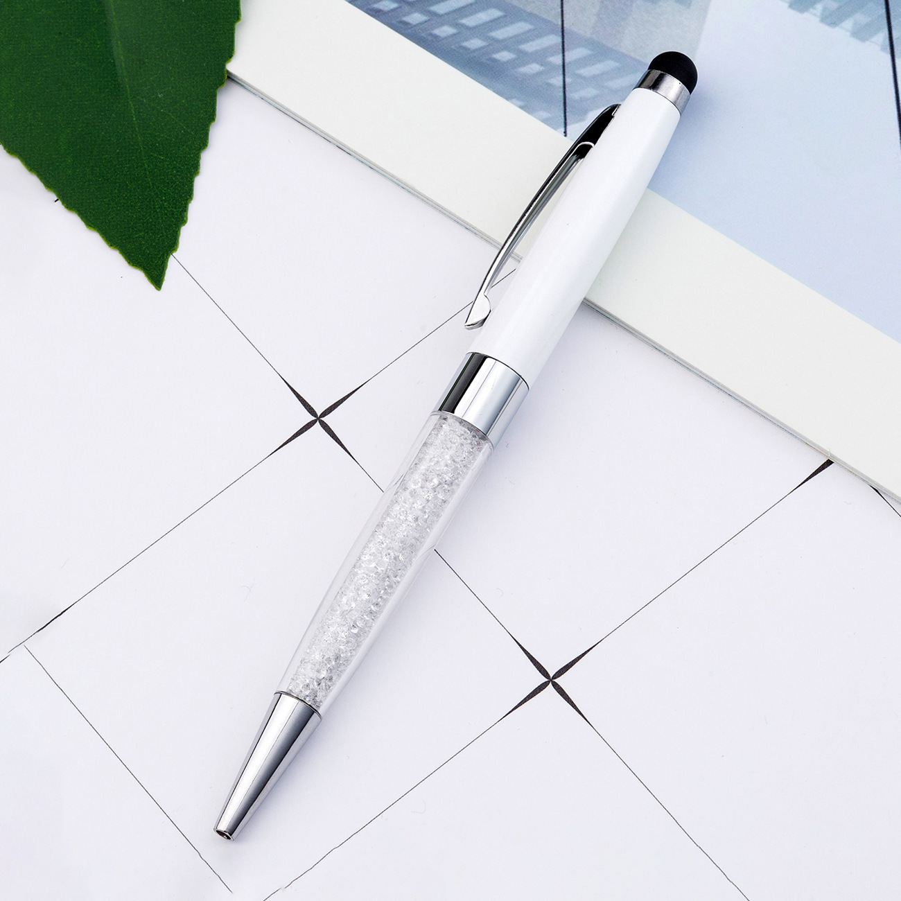 Bolígrafo de cristal de metal rotativo bolígrafo de diamante de escritura de papelería coreana bolígrafo de pantalla táctil