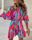 2022 cross-border independent station Amazon explosion autumn bat sleeve V-neck hem irregular dress women's clothing