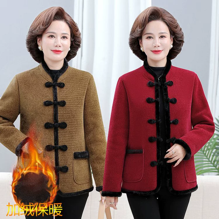 Новая мама зимняя одежда плюс бархатная толстая и короткая ретро-куртка среднего и пожилого возраста женская осенняя и зимняя благородная хлопчатобумажная одежда