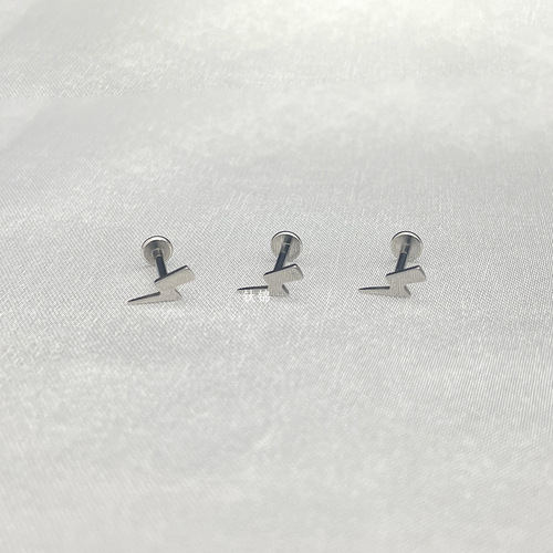 Titanium Brocade Piercing Jewelry F136 Titanium Alloy Three-dimensional Lightning Earrings and Lip Nails 16G Small Ear Bone Nails Jewelry Wholesale