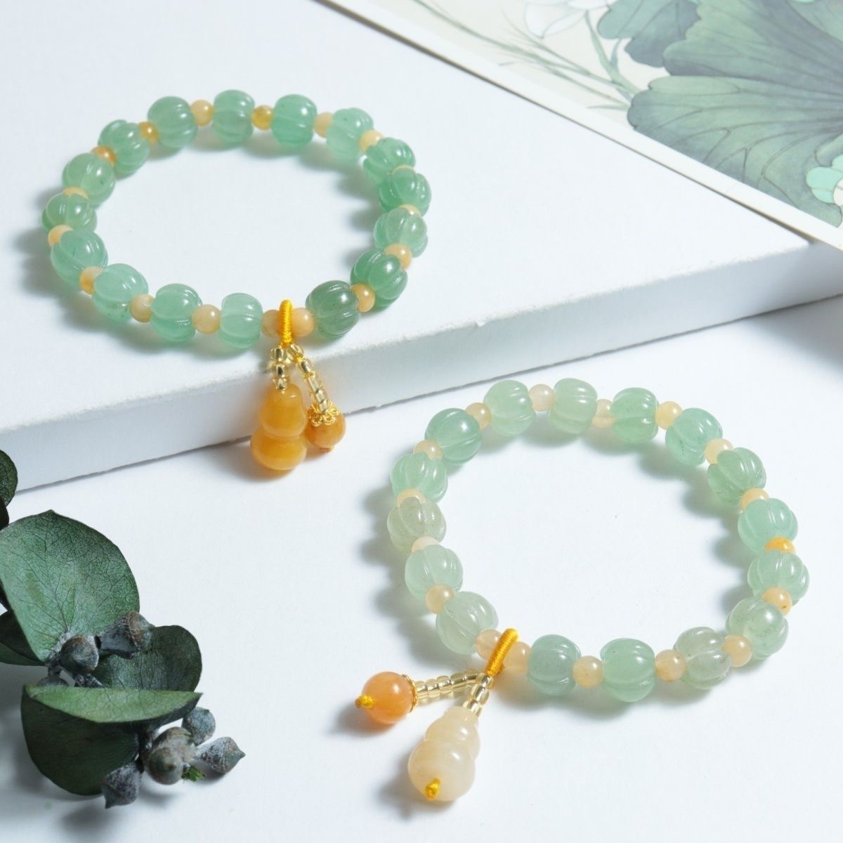 Tianshan al por mayor calabaza verde oro jade pulsera puls