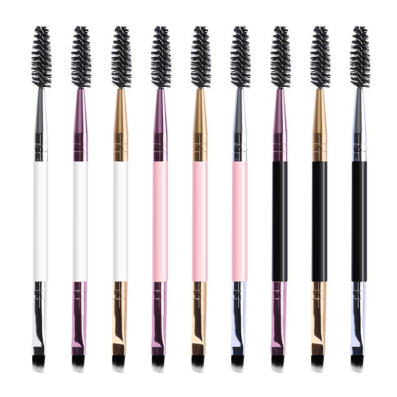 Cepillo de cejas de doble cabeza cepillo de cejas espiral cepillo de pestañas cepillo de maquillaje de doble cabeza cepillo de maquillaje portátil de doble propósito cepillo de maquillaje herramientas de belleza