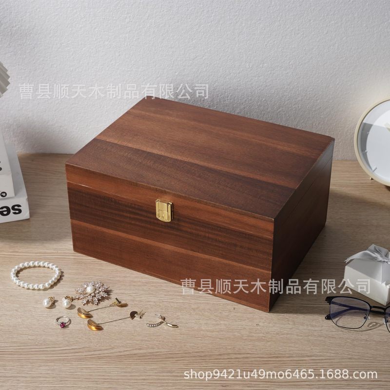 木製収納ボックスホームデスクトップ蓋付き雑貨収納と整理ボックスジュエリージュエリーウォッチ収納と整理|undefined