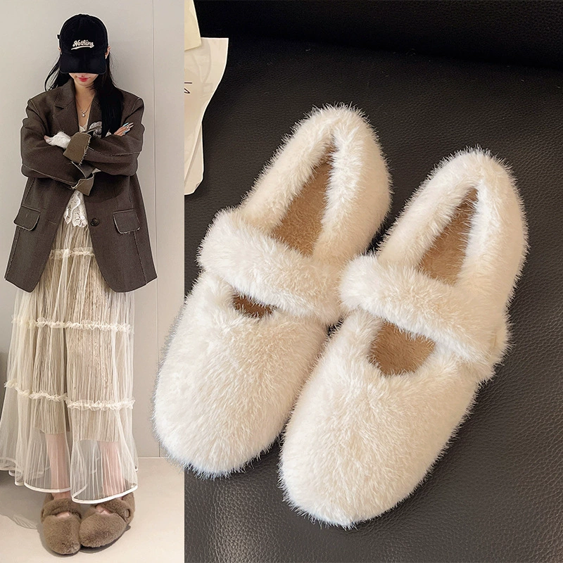Белые флисовые тёплые ботинки, демисезонные туфли, стиль Chanel, 2025 год, оптом