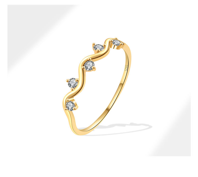 All Seasons Season 18K Gold Plated 925 Sterling Silver Zircon Geometric Rings 925 Sterling Silver Rings