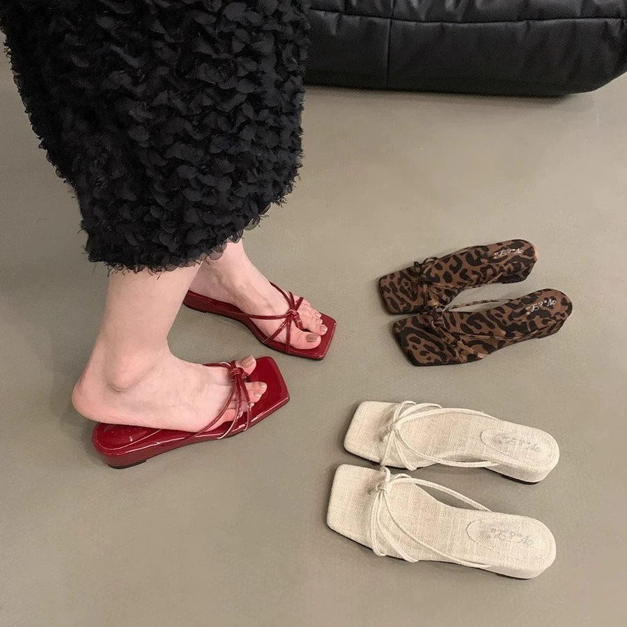 Шлепанцы, шлепки, летние сандалии, французский стиль, подходят к юбке, интернет-знаменитость