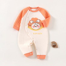 婴儿连体衣秋冬款夹棉加厚保暖长袖新生儿衣服宝宝哈衣爬服秋冬装