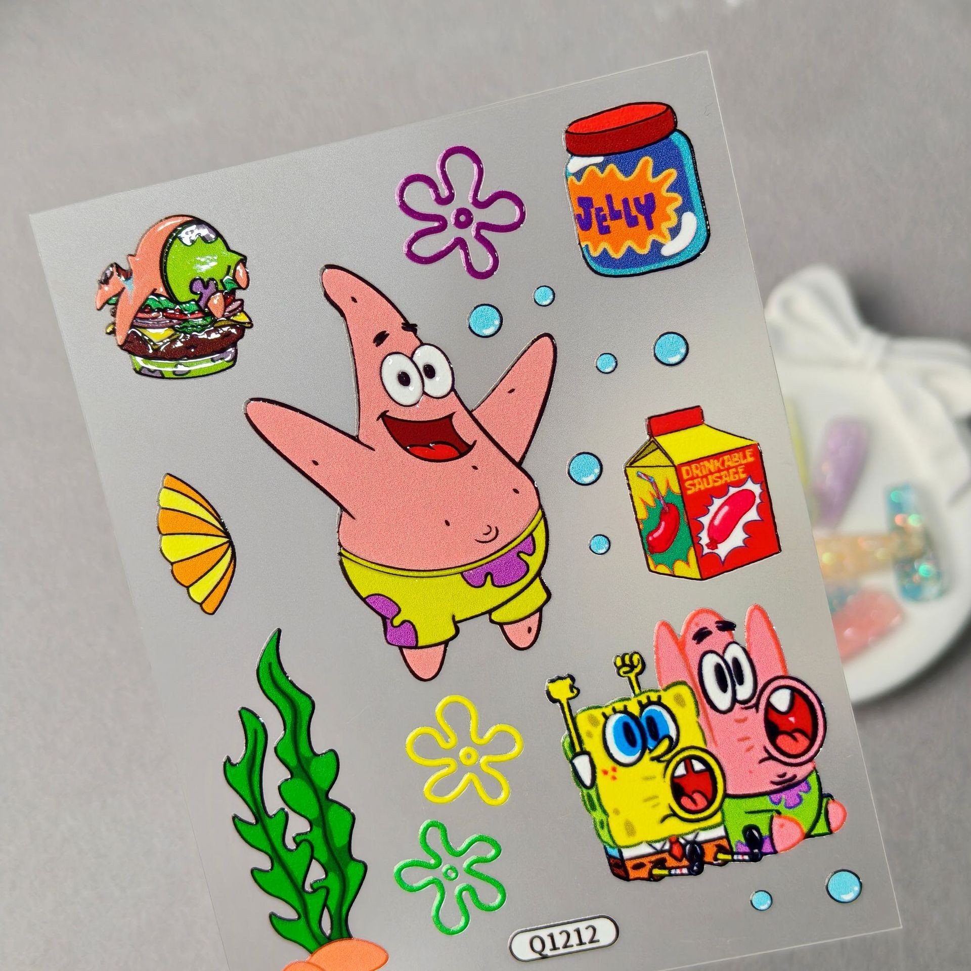 Linda pegatina de vaso de agua de Bob Esponja impermeable facción Big Star cangrejo dueño de hervidor de agua pegatina en relieve modelo q