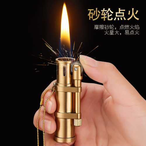 Retro personalized kerosene lighter metal grinding wheel cigarette lighter creative pendant boyfriend personalized birthday gift cool